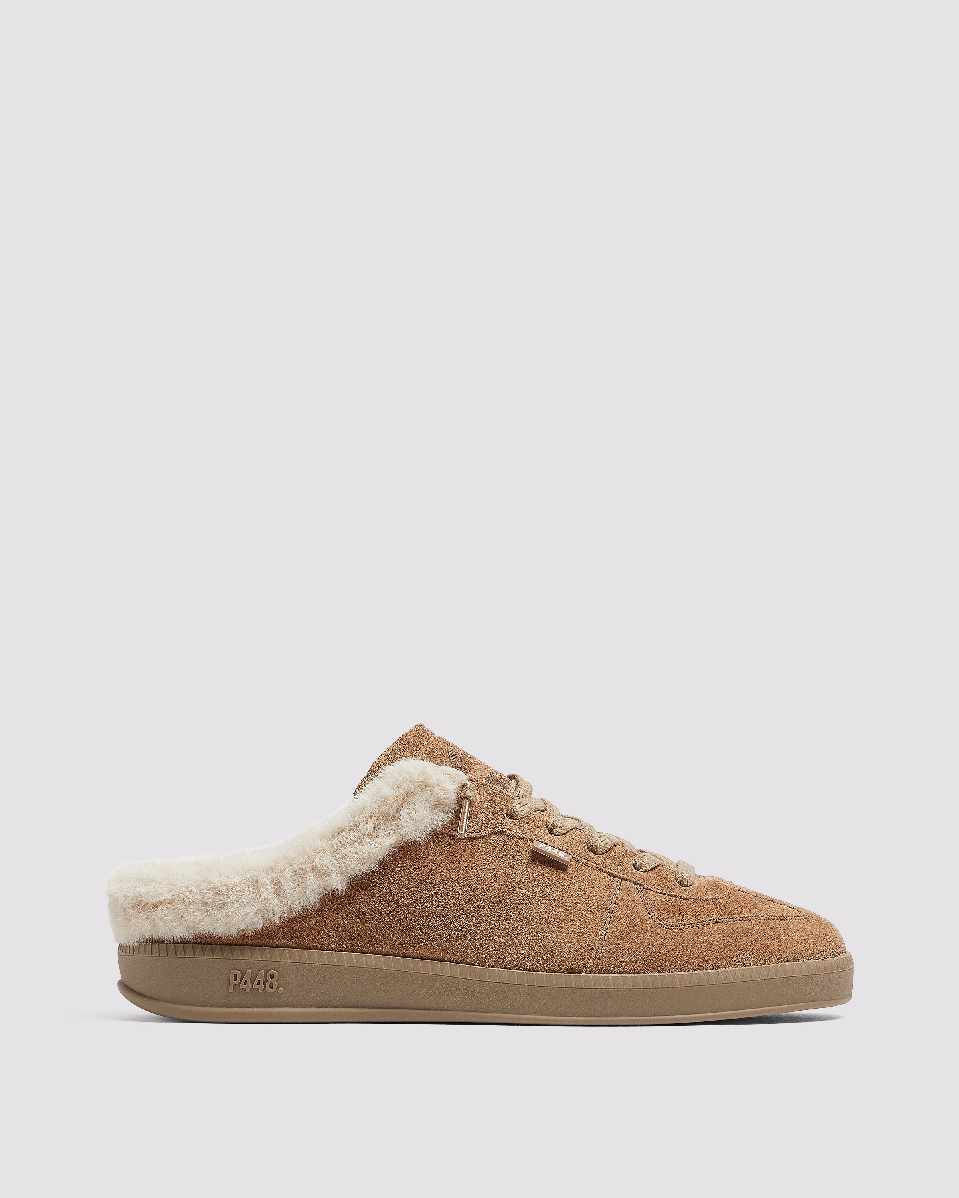 Monaco Saddle - Women's Low-Top Brown Suede Mule Sneaker – P448®