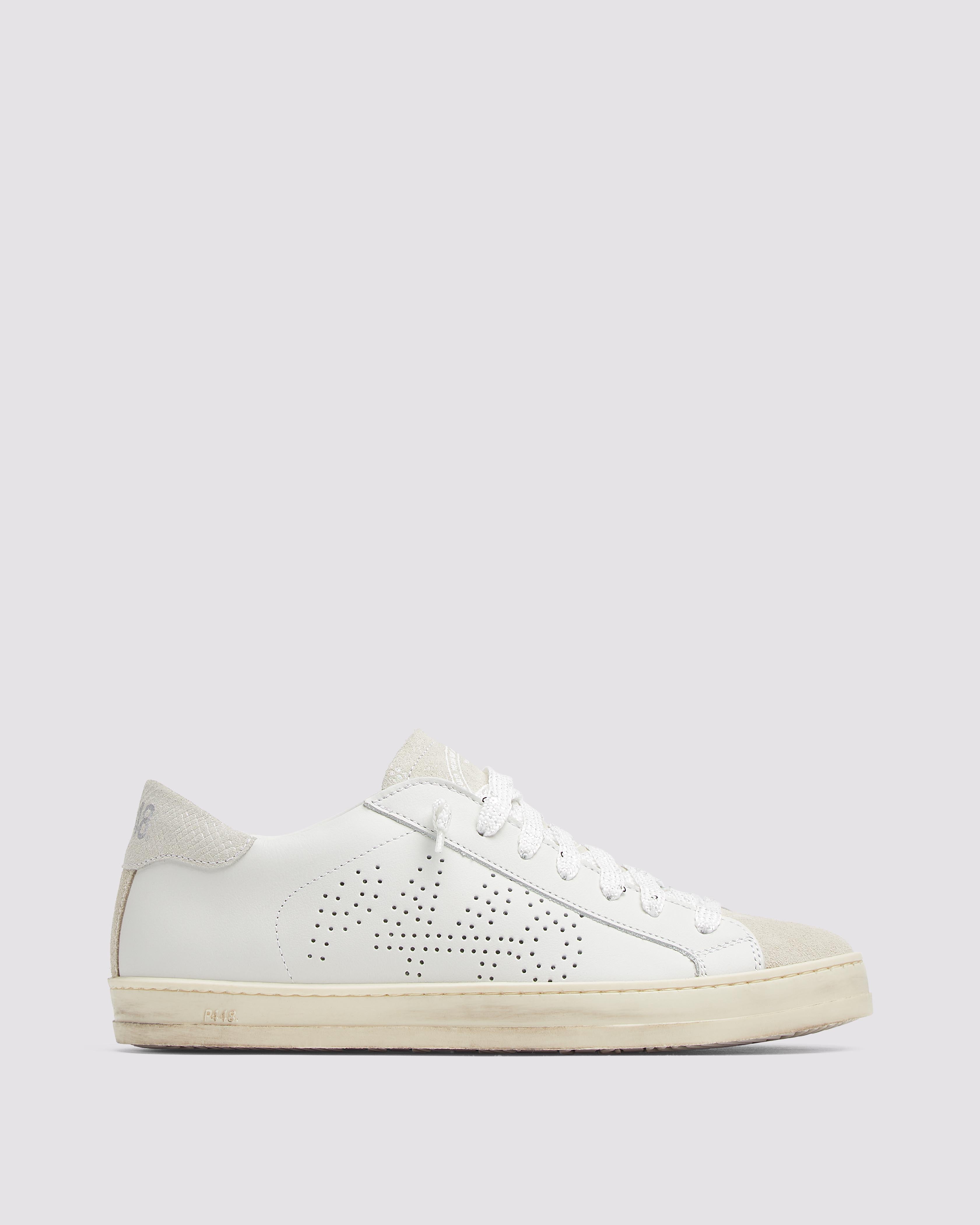 John White/Nest - Women's Low-Top White Leather Sneaker – P448®