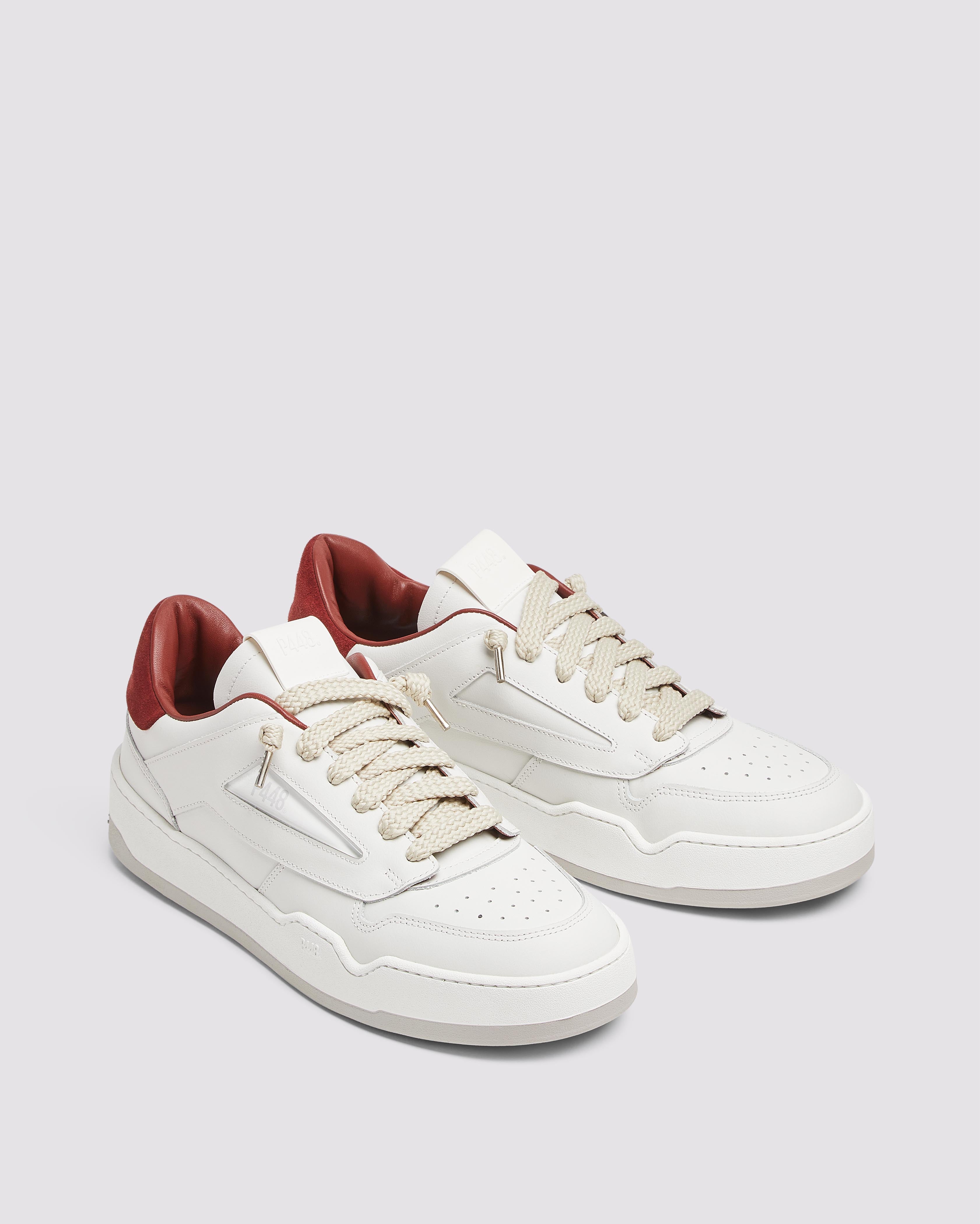 Brixton White/Red - Men's Leather Low-Top Sneaker – P448®