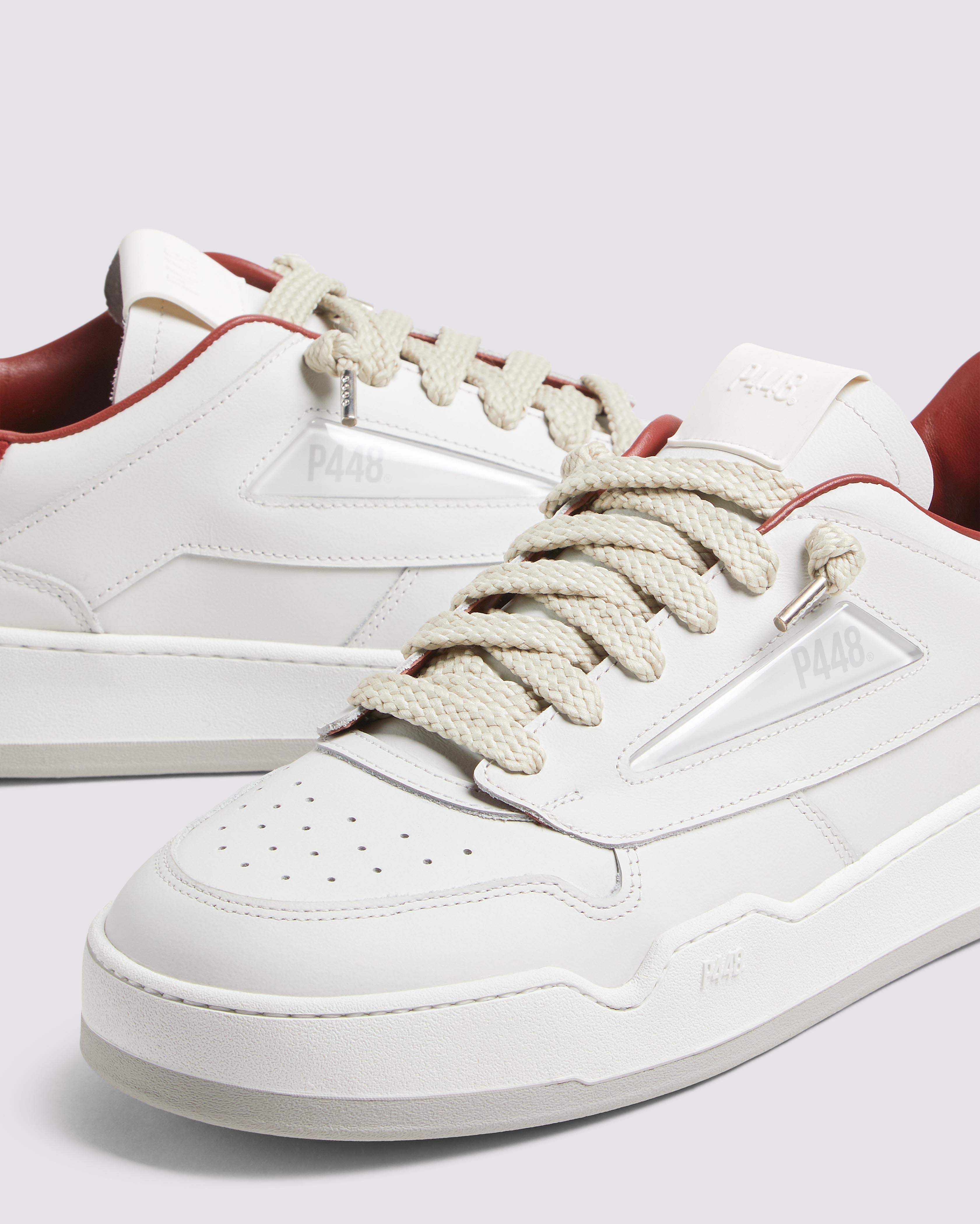 Brixton White/Red - Men's Leather Low-Top Sneaker – P448®