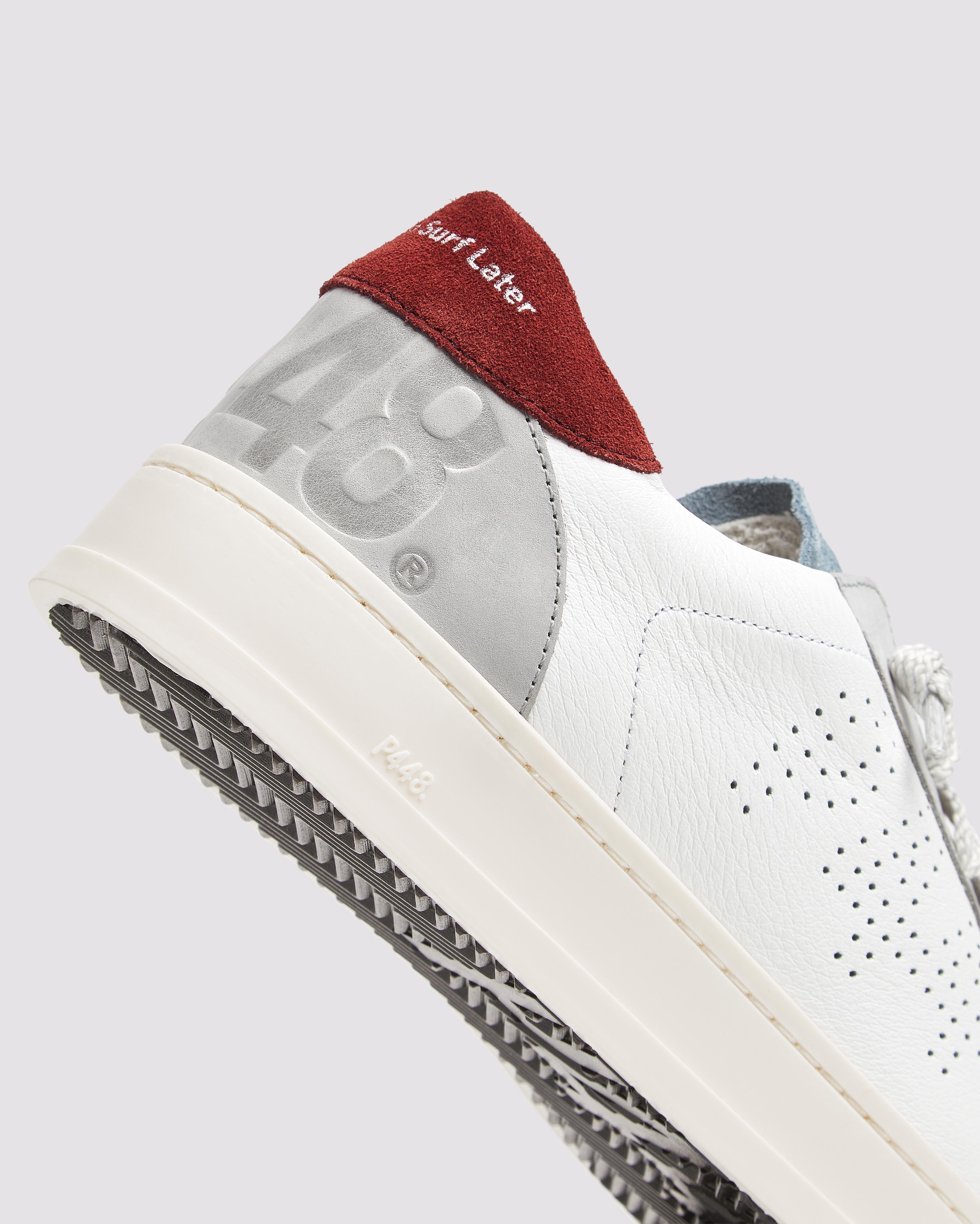 Jack White/Burgundy - Men's Leather Low-Top Sneaker – P448®