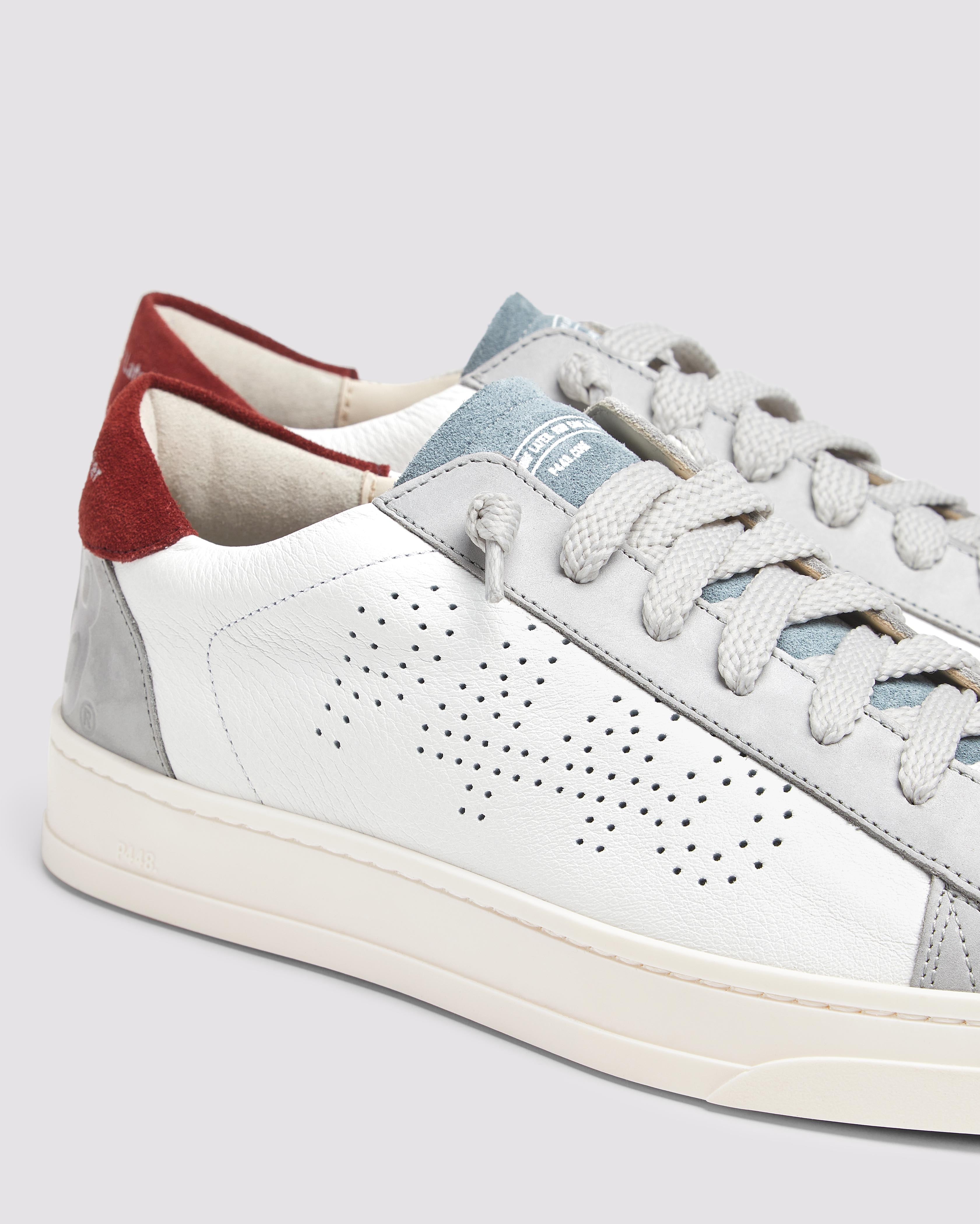 Jack White/Burgundy - Men's Leather Low-Top Sneaker – P448®