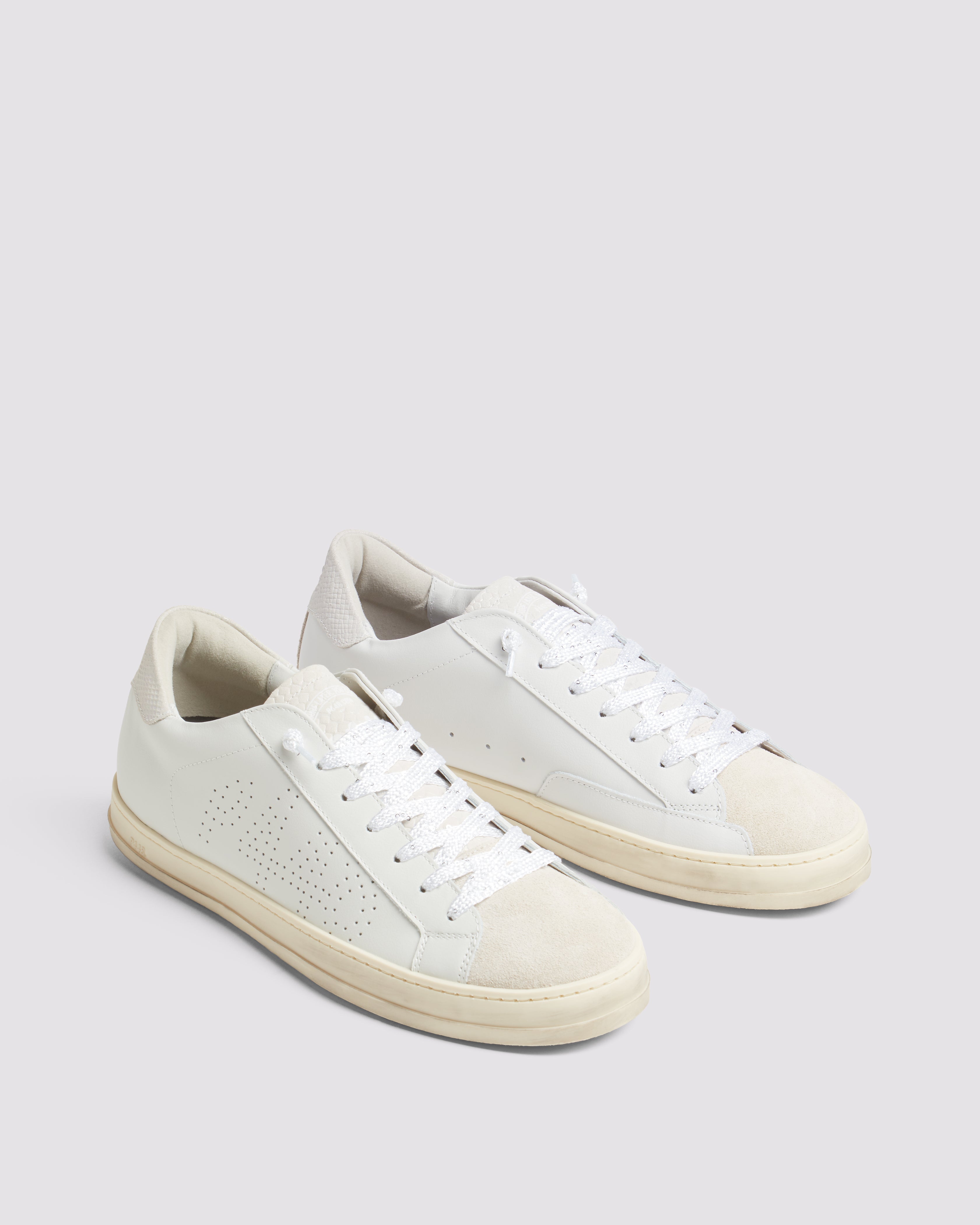 John Nest - White - Women's Low-Top White Leather Sneaker – P448®