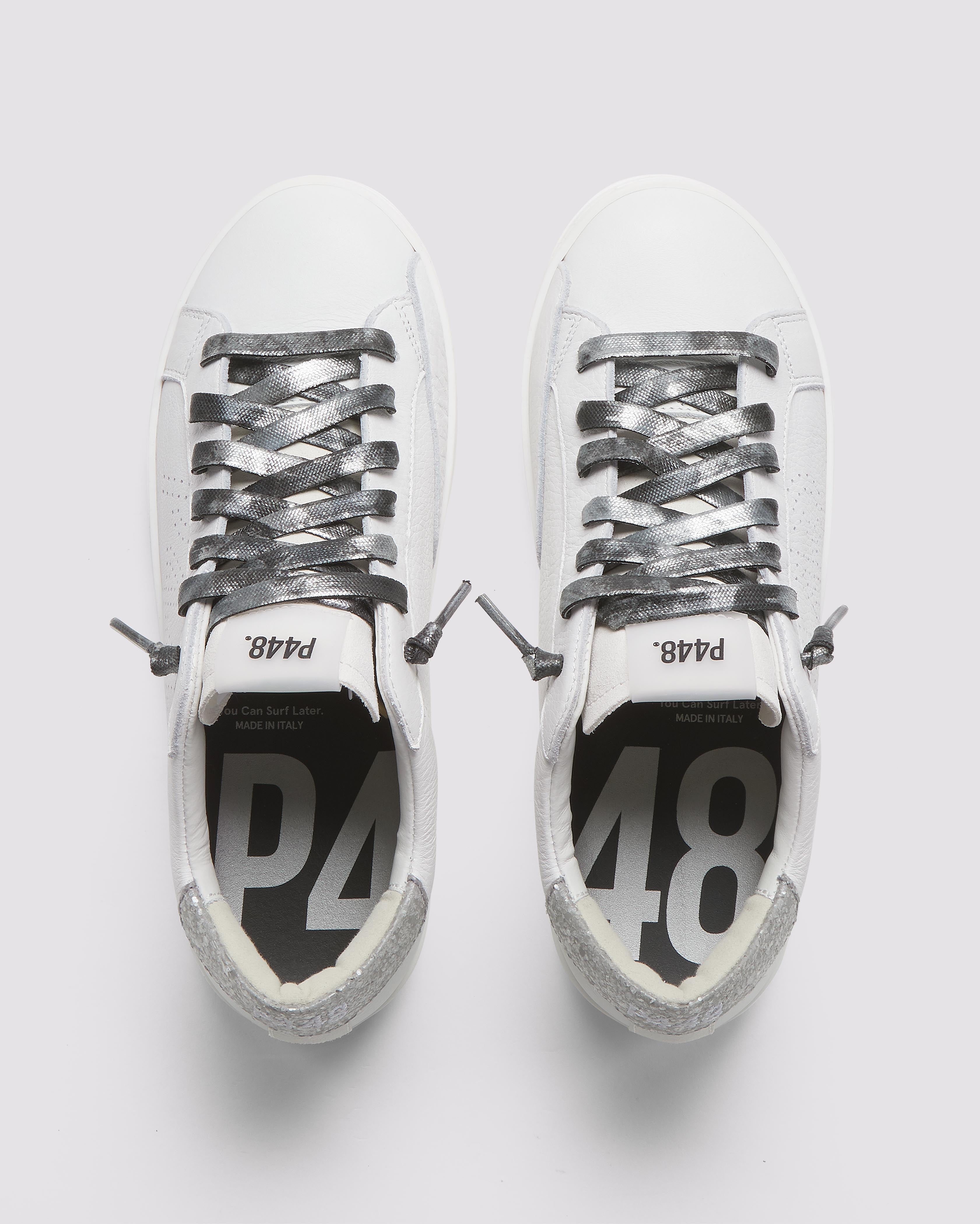 John Matte/Glitter - Women's Low-Top White Glitter Sneaker – P448®