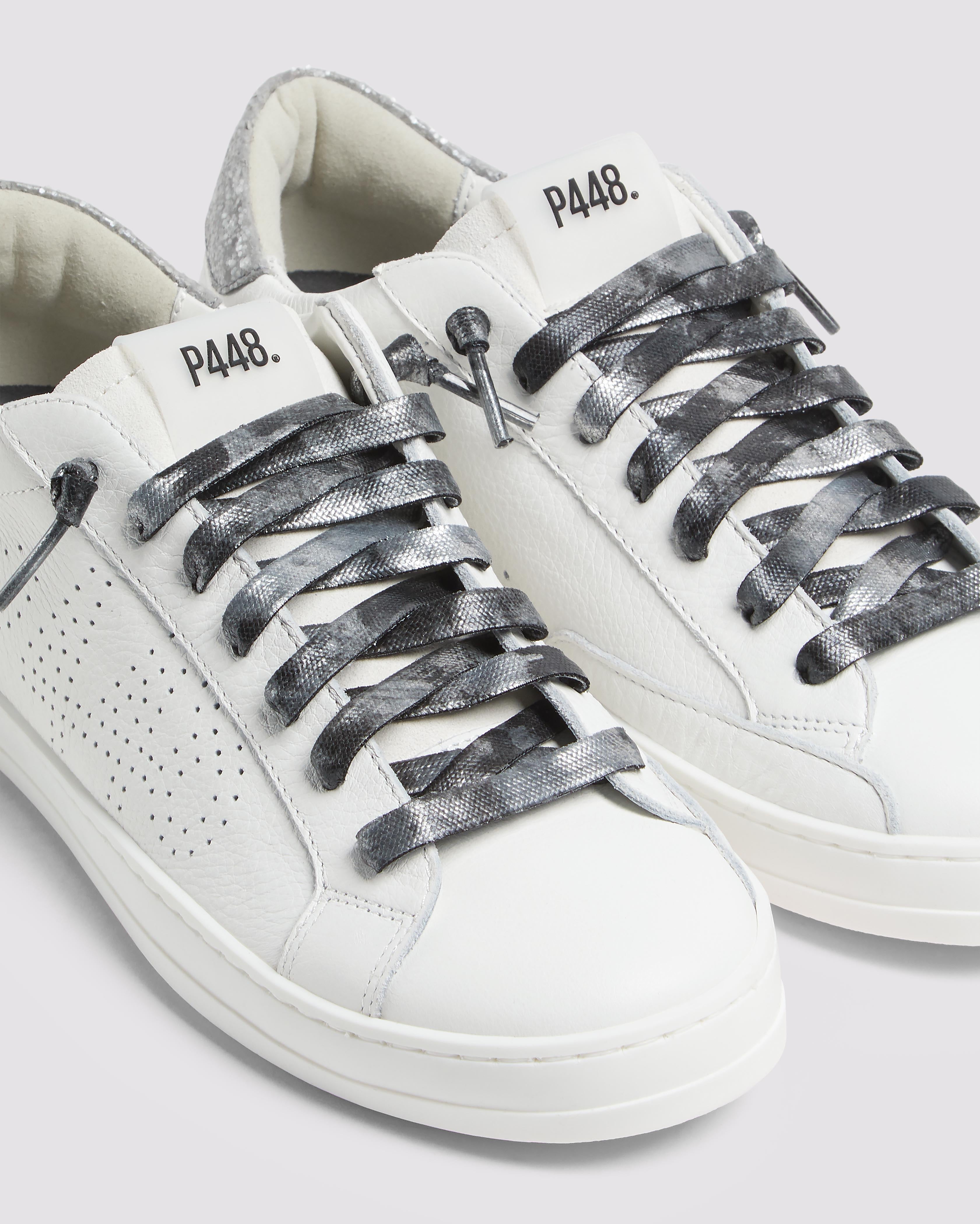 John Matte/Glitter - Women's Low-Top White Glitter Sneaker – P448®