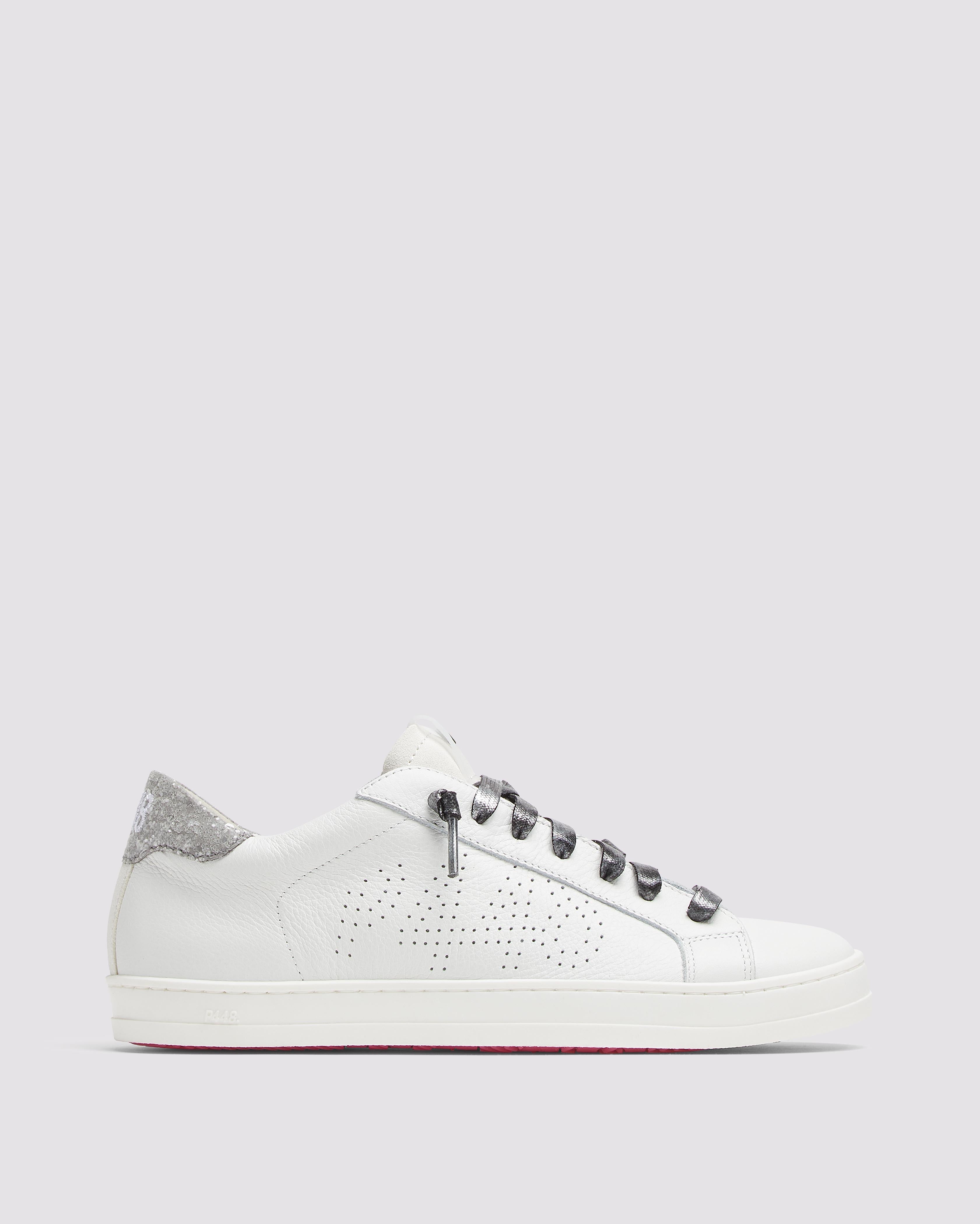 John Glitter - Grey - Women's Low-Top White Glitter Sneaker – P448®