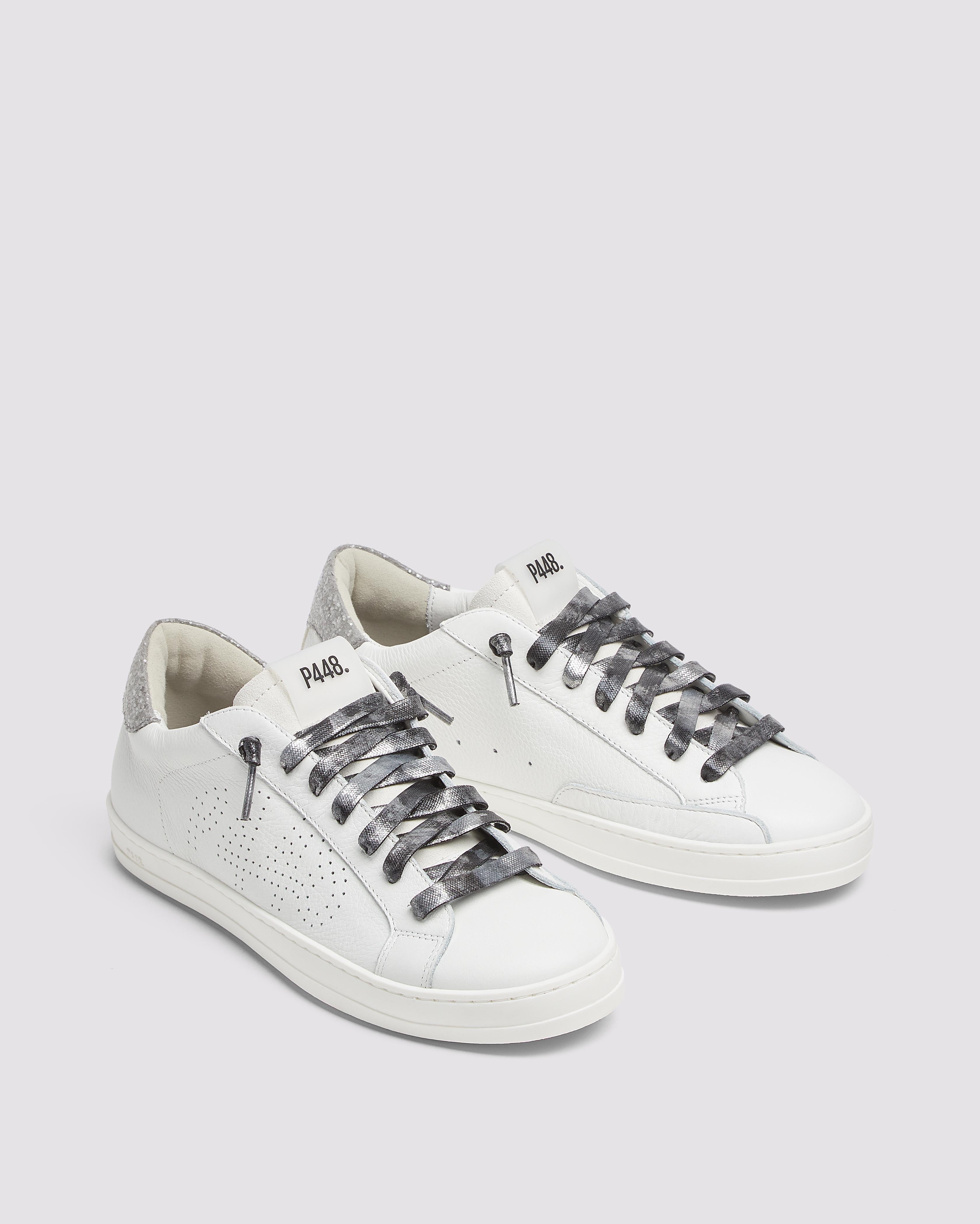 johnleeknbページ John Glitter - Grey - Women's Low-Top White Glitter Sneaker – P448®