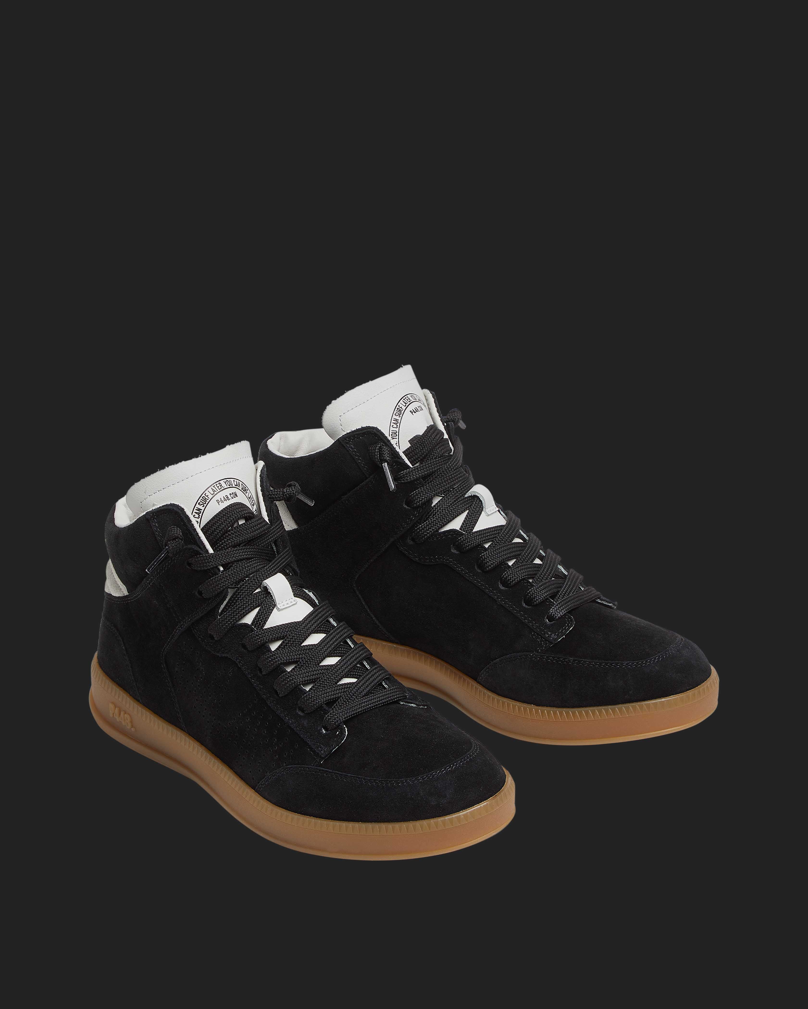London Black/White - High-Top Black Suede Sneaker – P448®