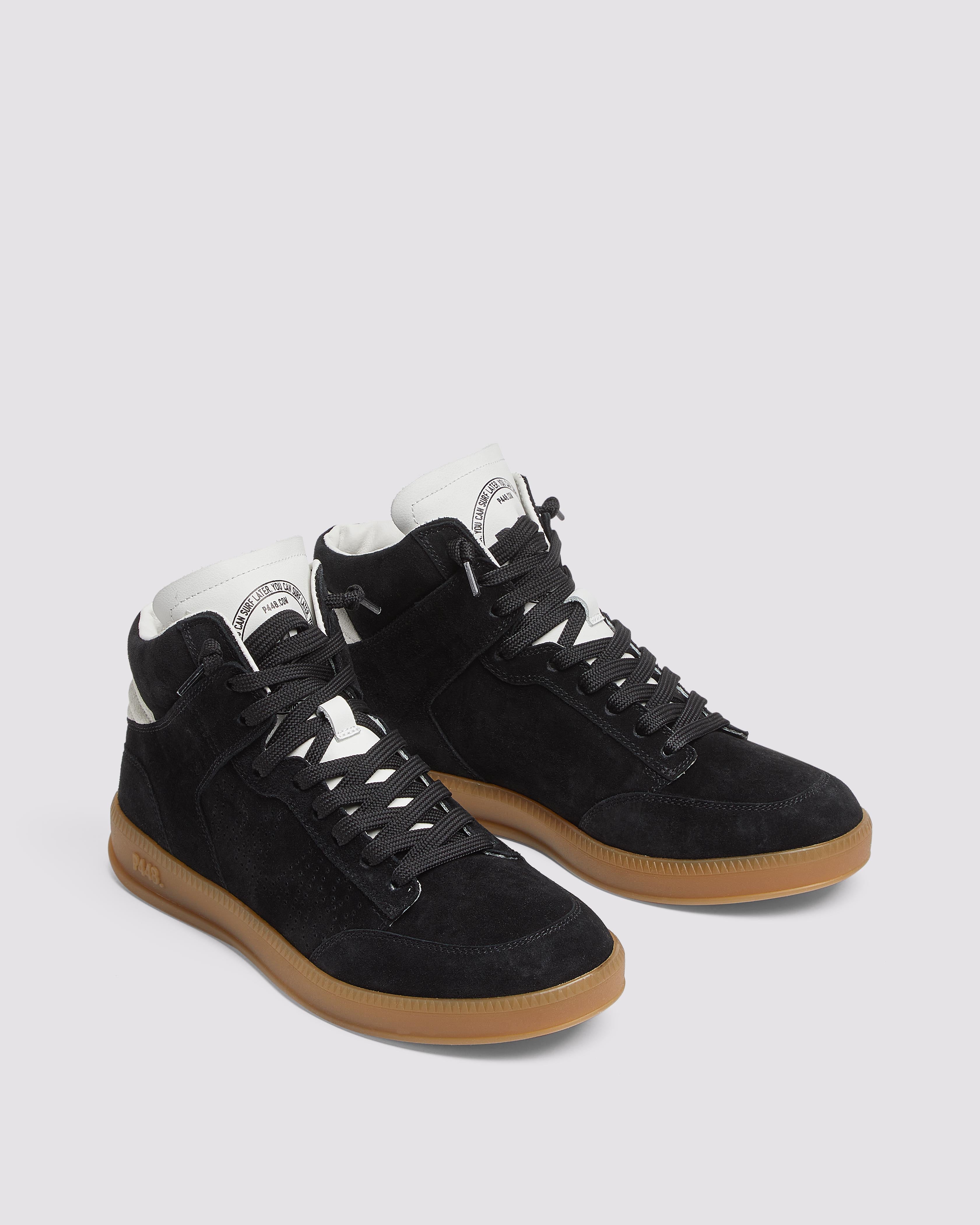 London Black/White - High-Top Black Suede Sneaker – P448®