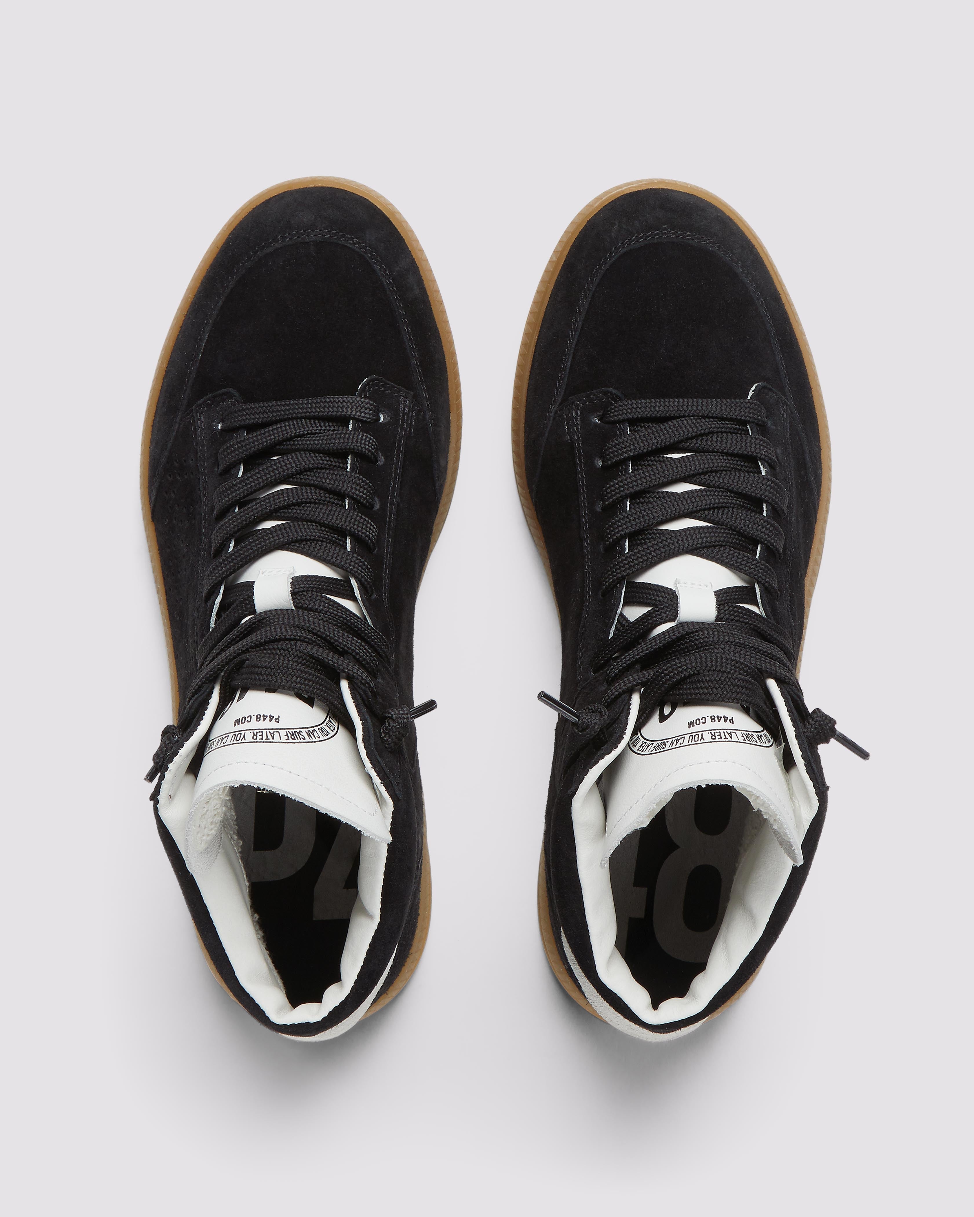 London Black/White - High-Top Black Suede Sneaker – P448®