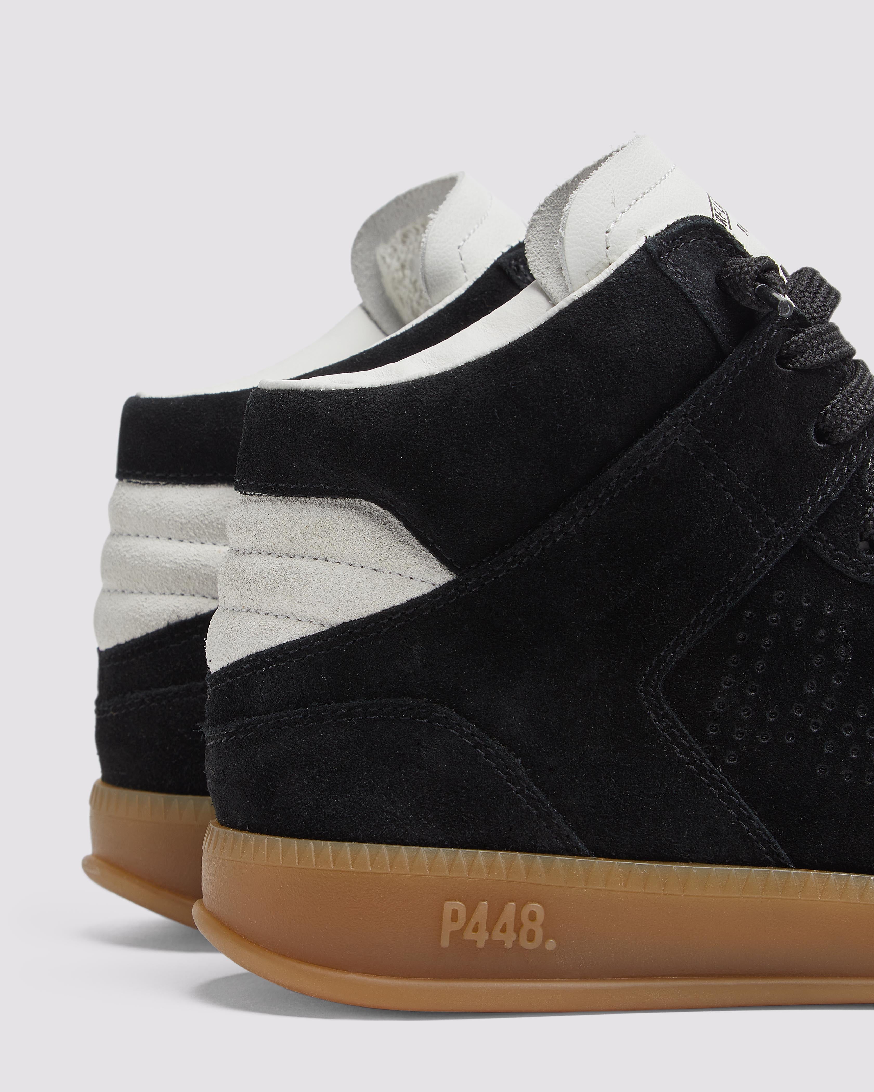 London Black/White - High-Top Black Suede Sneaker – P448®