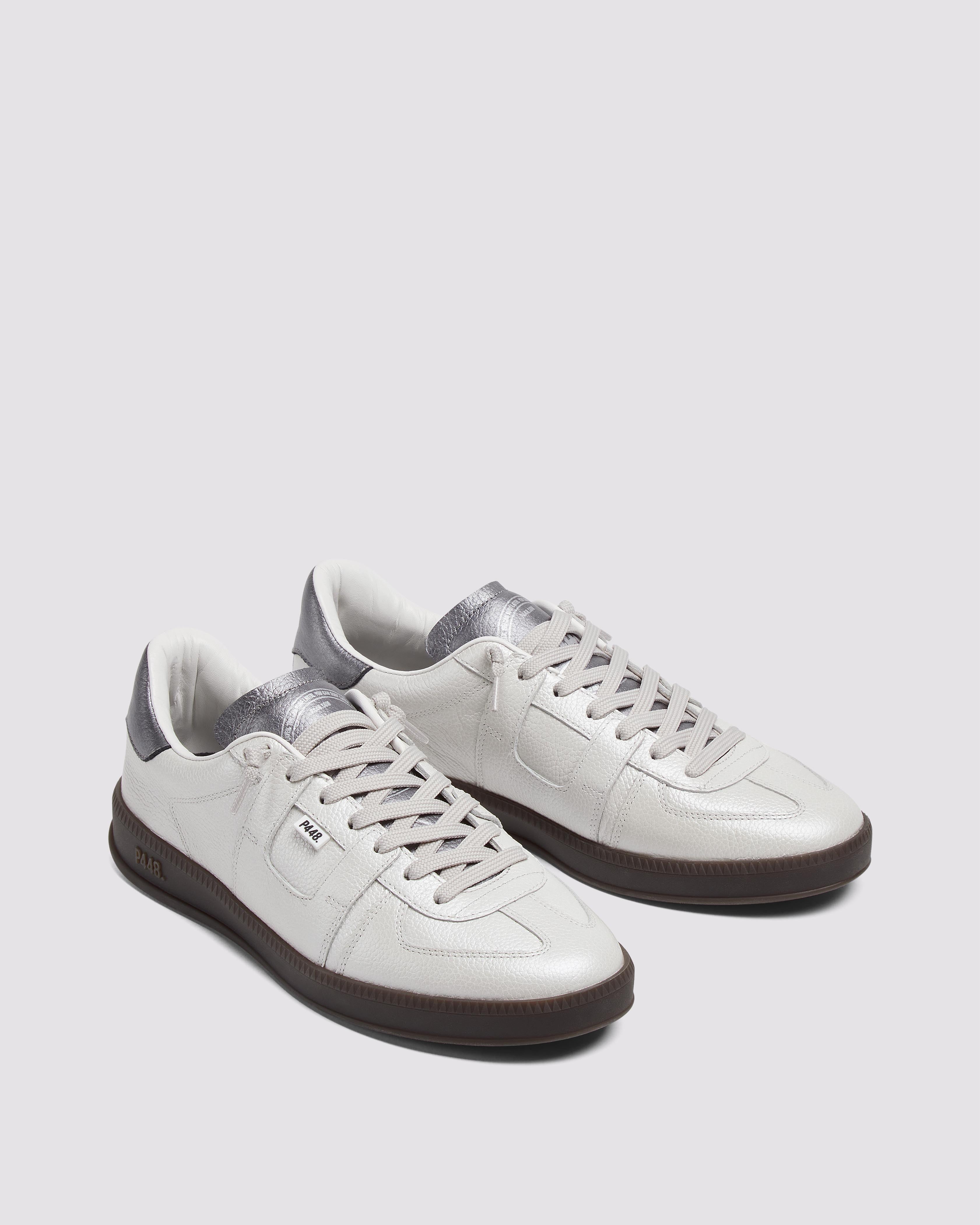 Monza Metal/White - Women's Low-Top White Leather Sneaker – P448®