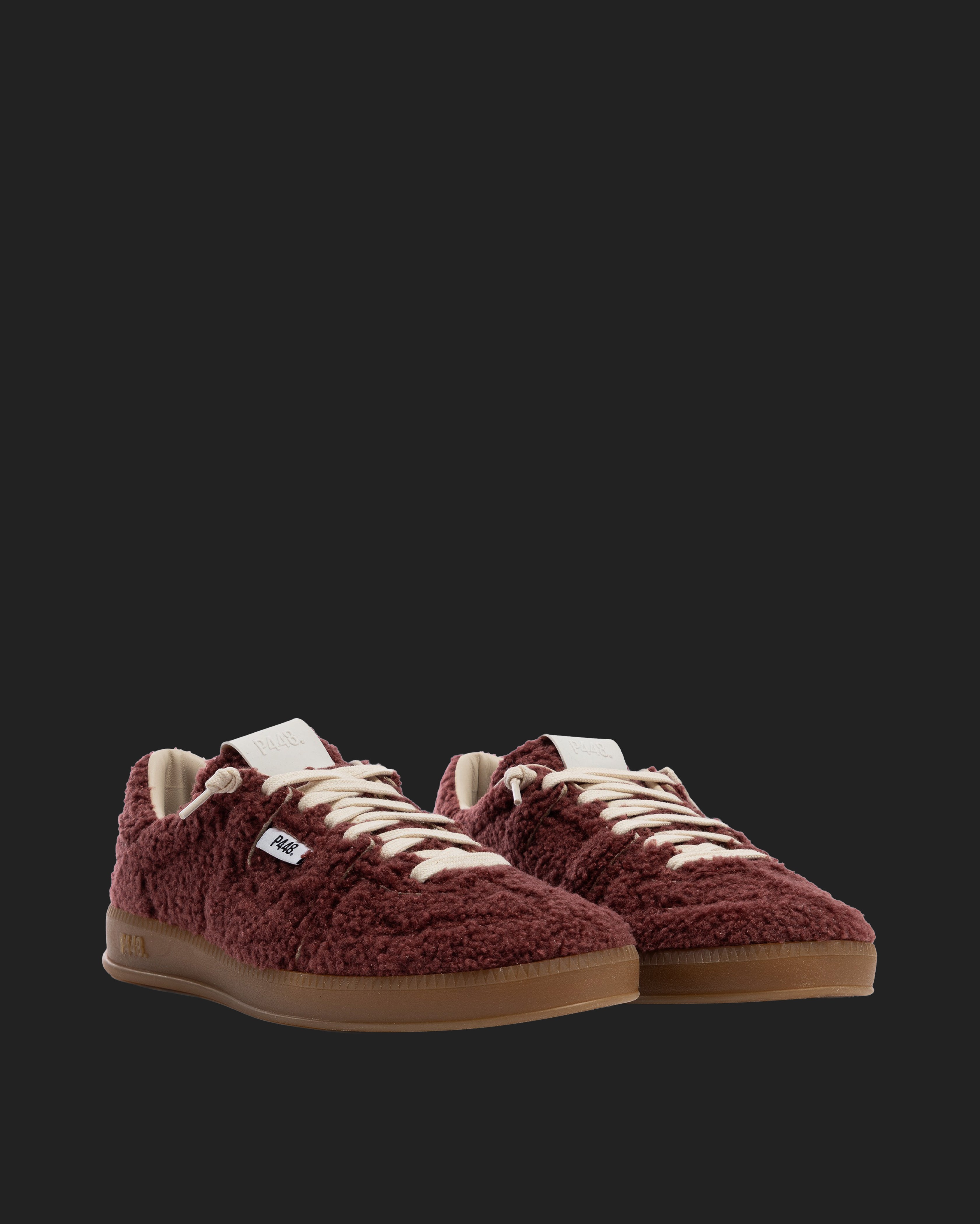 Monza Currant - Women's Low-Top Burgundy Sherpa Sneaker – P448®