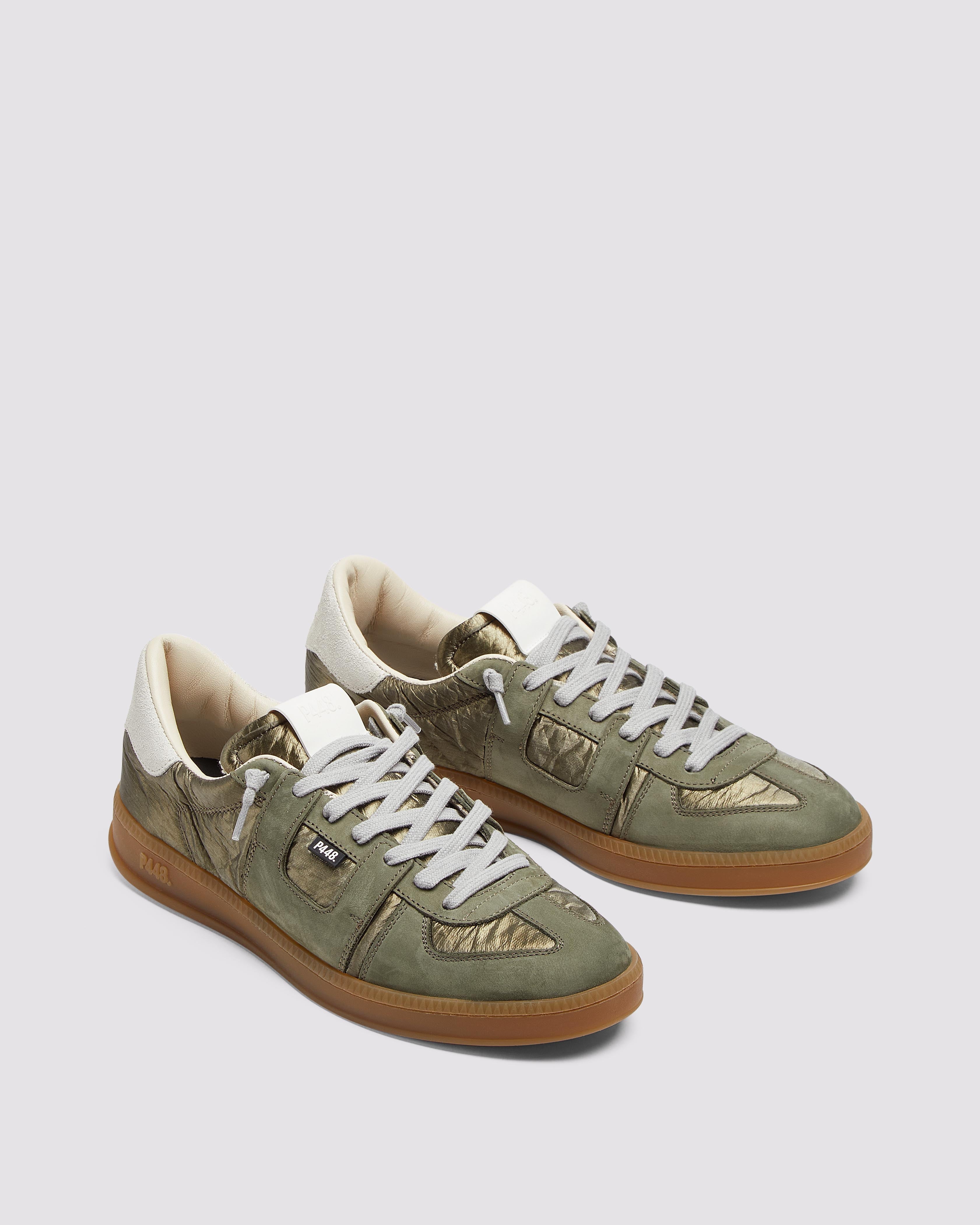 Monza Galaxy/Army - Low-Top Green Iridescent Nylon Sneaker – P448®