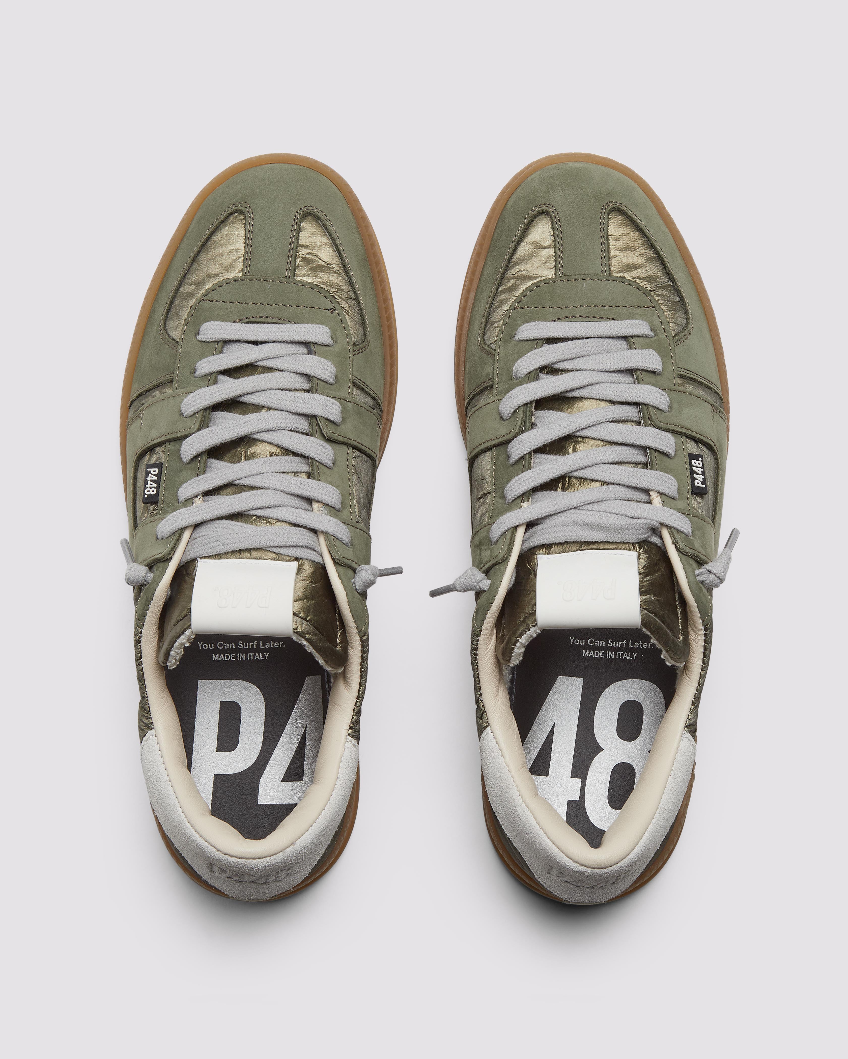 Monza Galaxy/Army - Low-Top Green Iridescent Nylon Sneaker – P448®