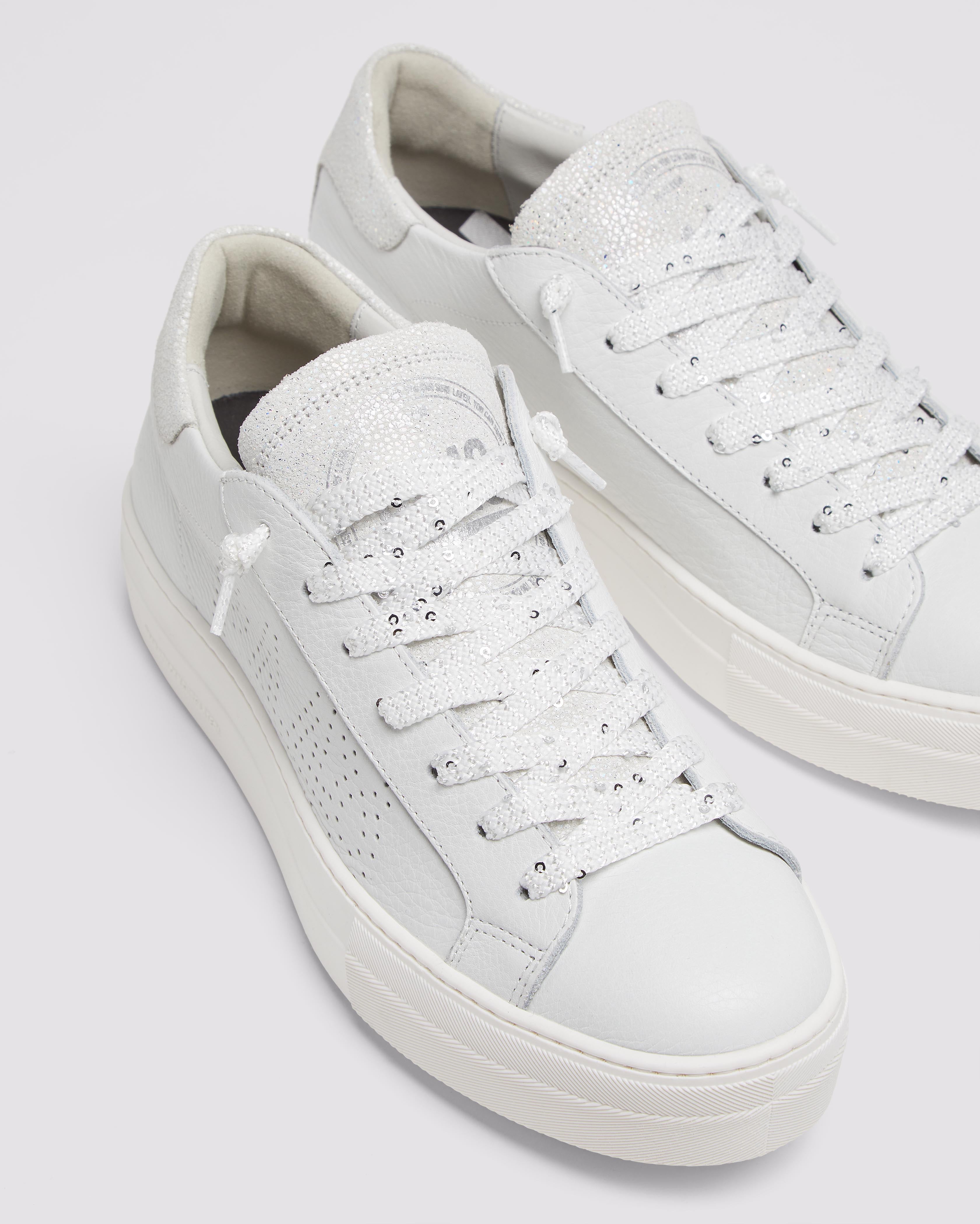 Thea Diamond - Women's Platform White Leather Sneaker – P448®
