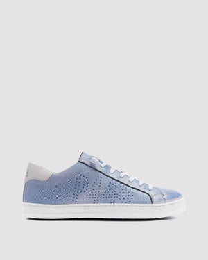 Side angle of blue sneakers