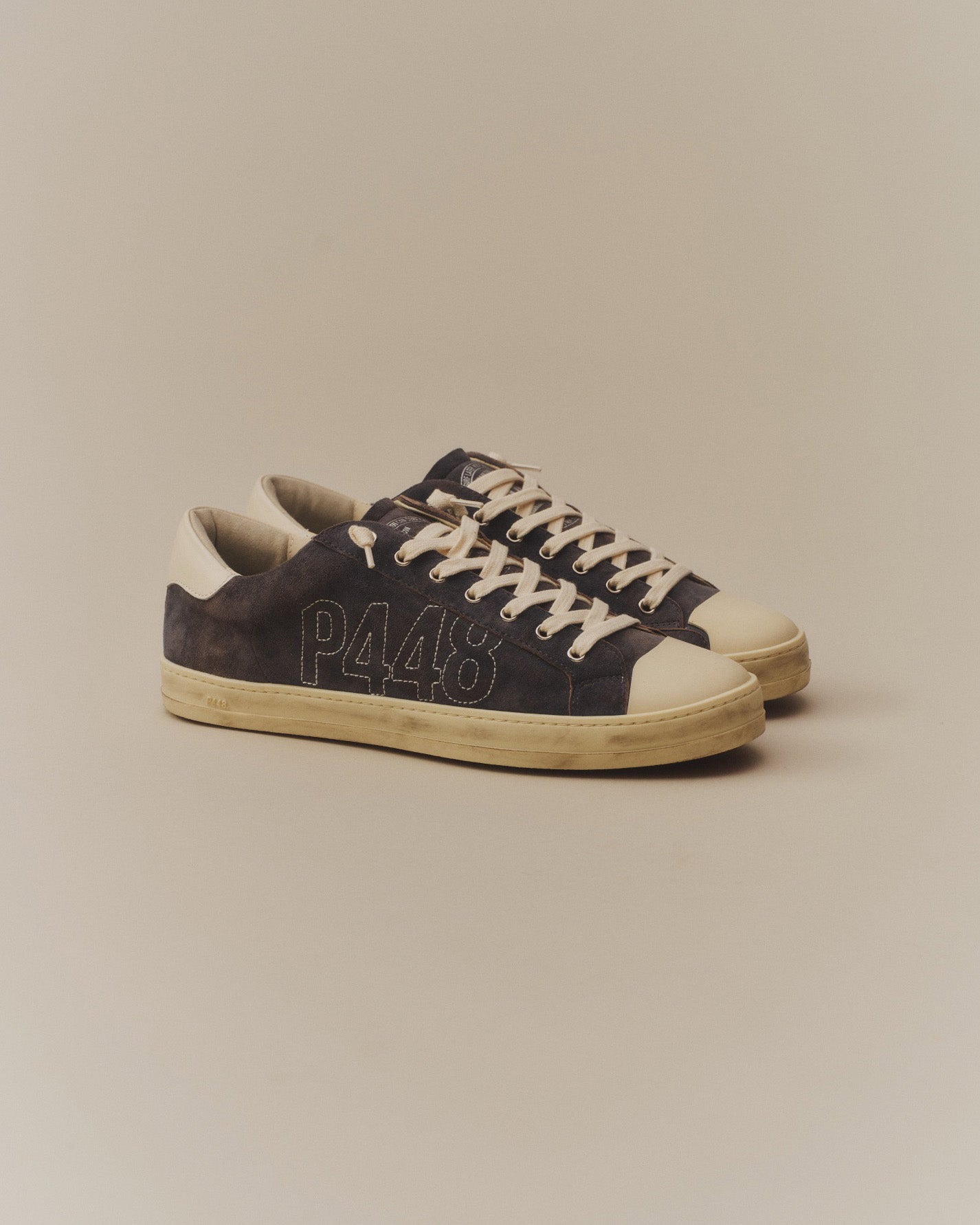 Side angle of blue sneakers