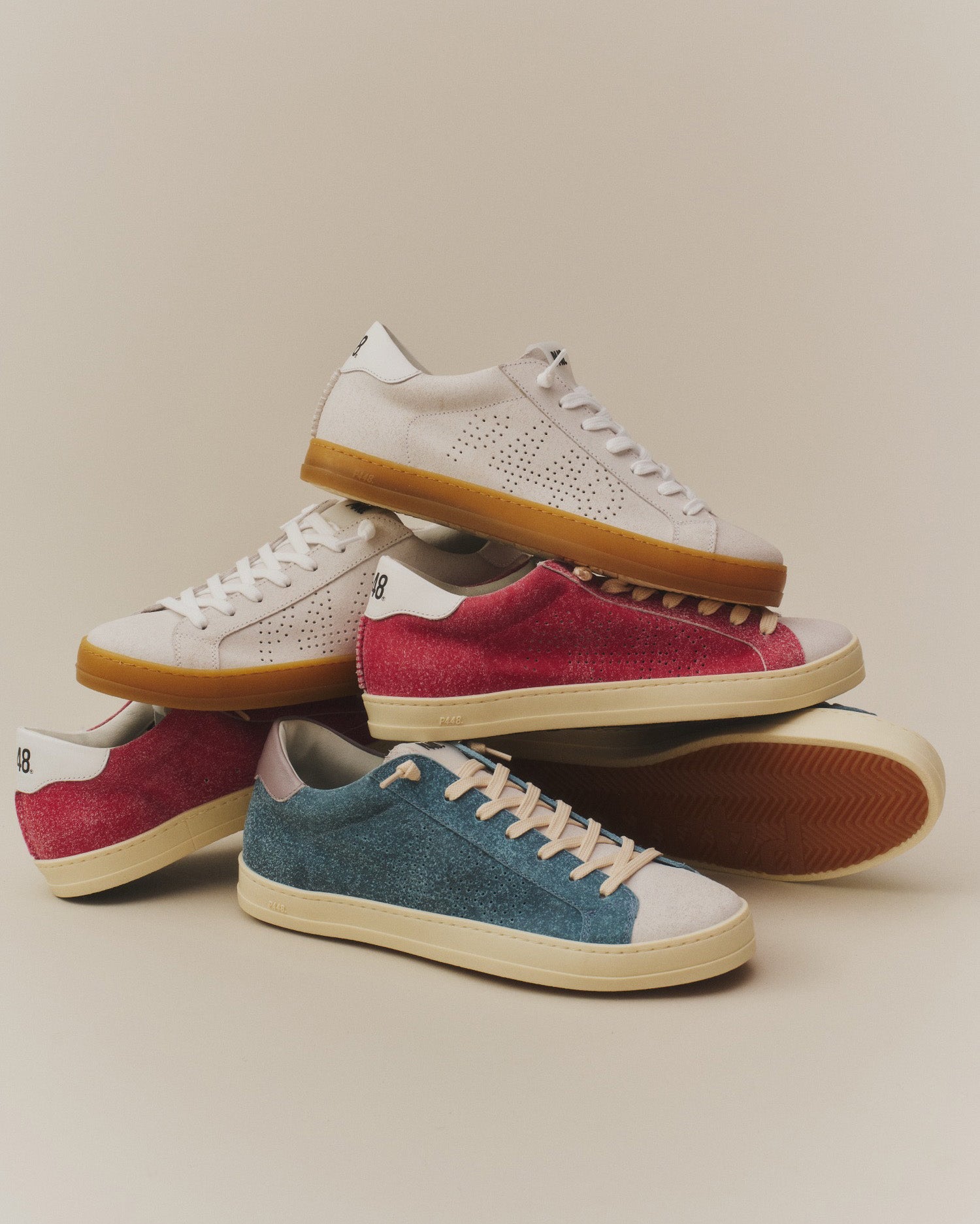 Side angle of burgundy sneakers