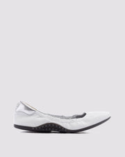 Side angle of white and silver flat